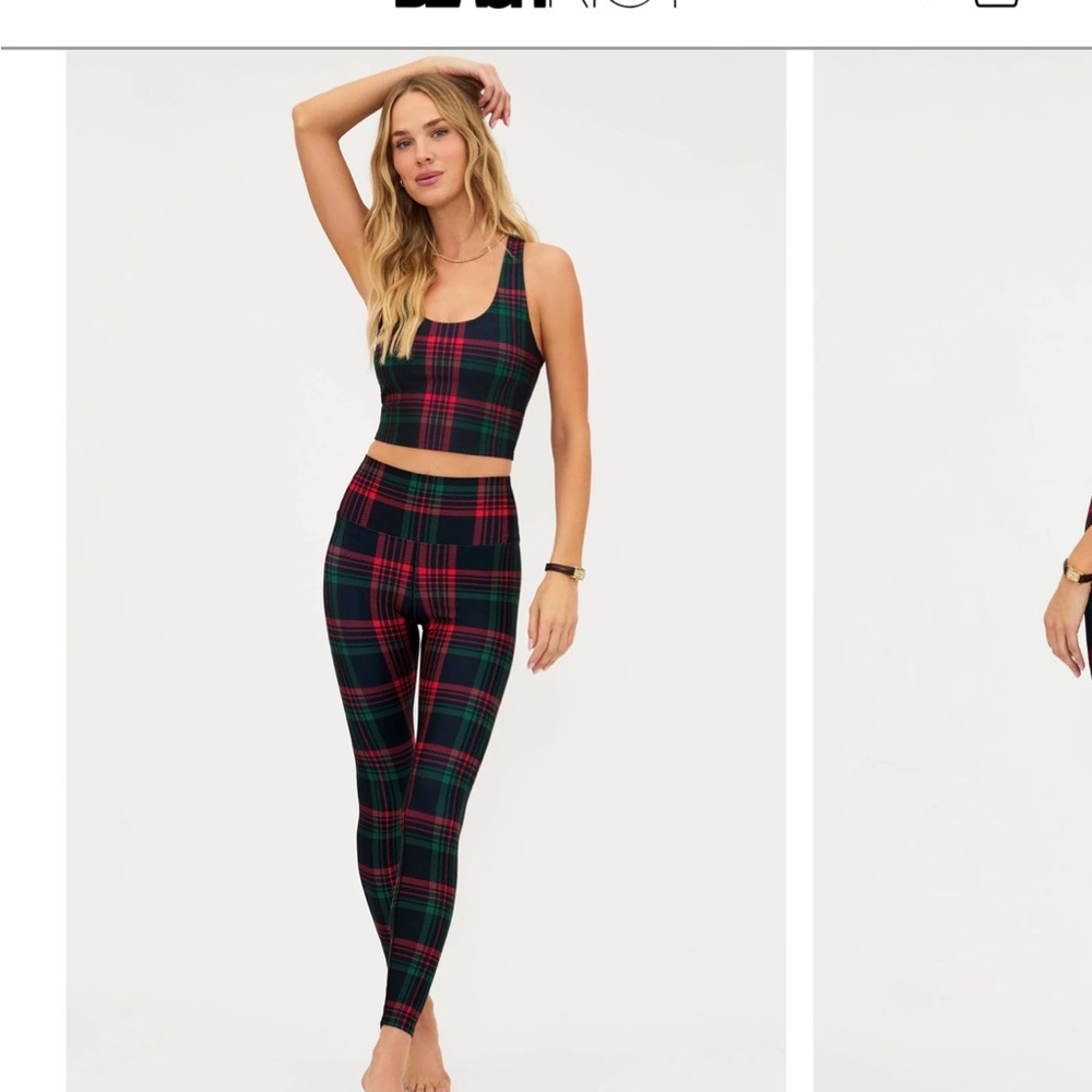 Beach Riot Plaid Leggings - Red and Green NWT
